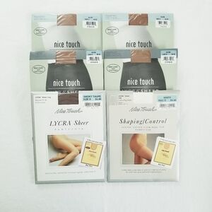 Vtg Nice Touch Lycra Sheer Pantyhose Nude Taupe White Size D Lot Of 6 USA NEW